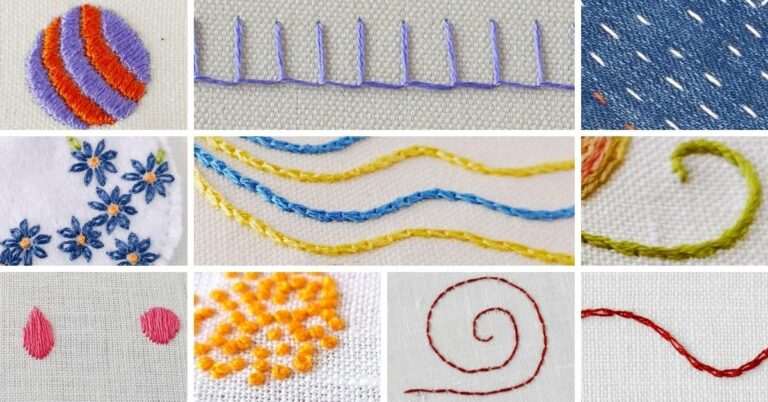 Les meilleurs points de broderie. The top 10 of basic hand embroidery stitches – learn them all to start embroidering