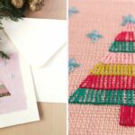 Tutoriel de carte de Noël. greeting card with hand embroidery
