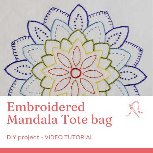 Sac fourre-tout Mandala brodé - tutoriel vidéo de broderie à la main et de couture