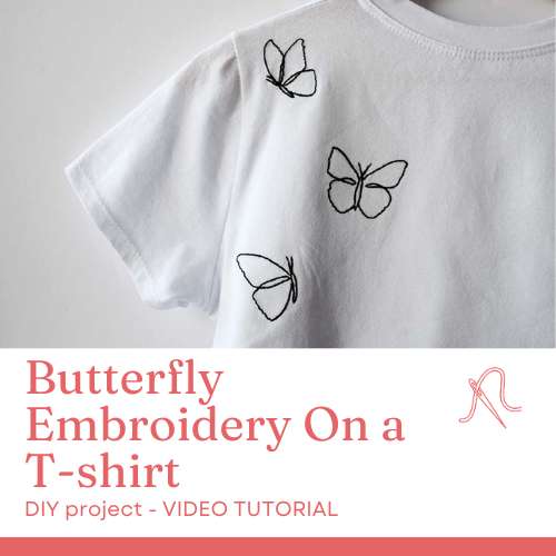 Broderie de papillons sur un T-shirt