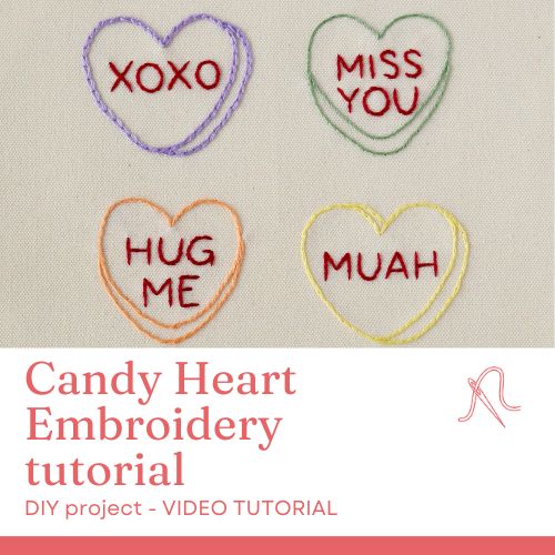 Tutoriel vidéo de broderie sur les cœurs en bonbons