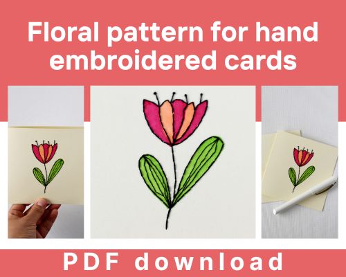 Motif floral pour cartes brodées à la main
