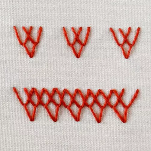 Broderie au point de cheville avec fil rouge petite image