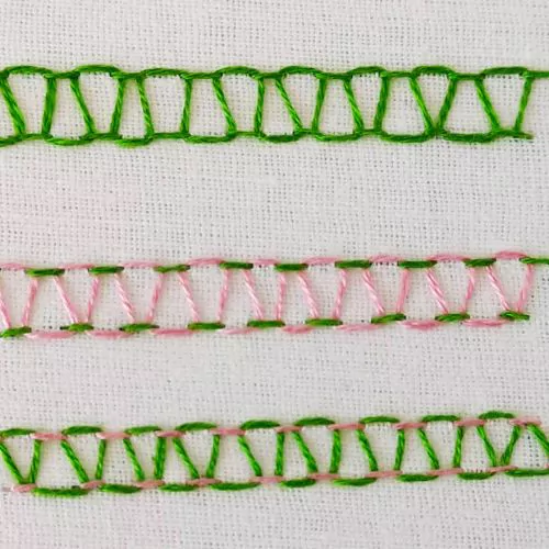 Broderie Running Stitch étagé en deux couleurs