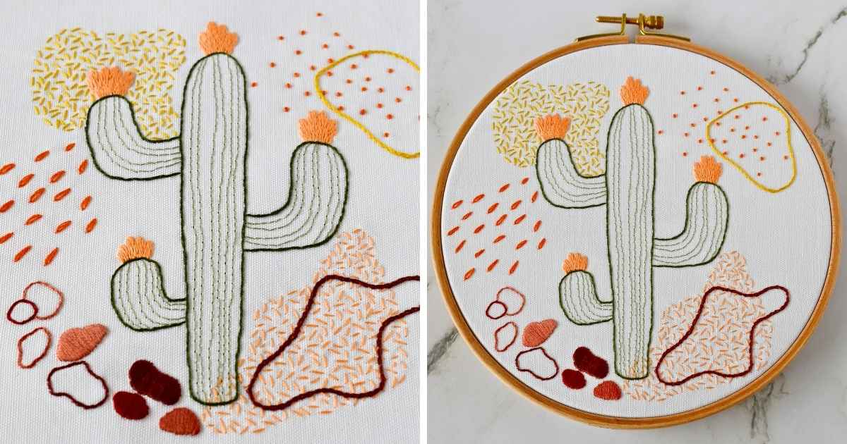 Débutant Points de Broderie Cactus sampler