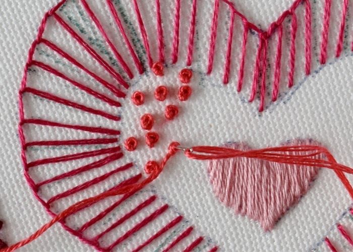 French knots heart 1