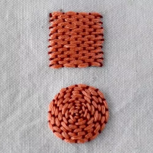 Couching Stitch Filling with DMC embroidery floss