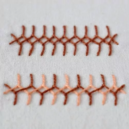 Broderie au point crétois double avec du fil de coton perlé Petite image