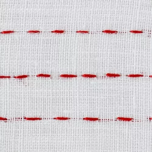 Open Backstitch hand embroidery with red floss image
