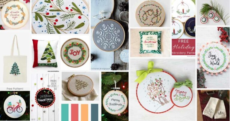 Motifs de broderie de Noël gratuits et imprimables - PDF à télécharger et tutoriel de l'image de couverture.