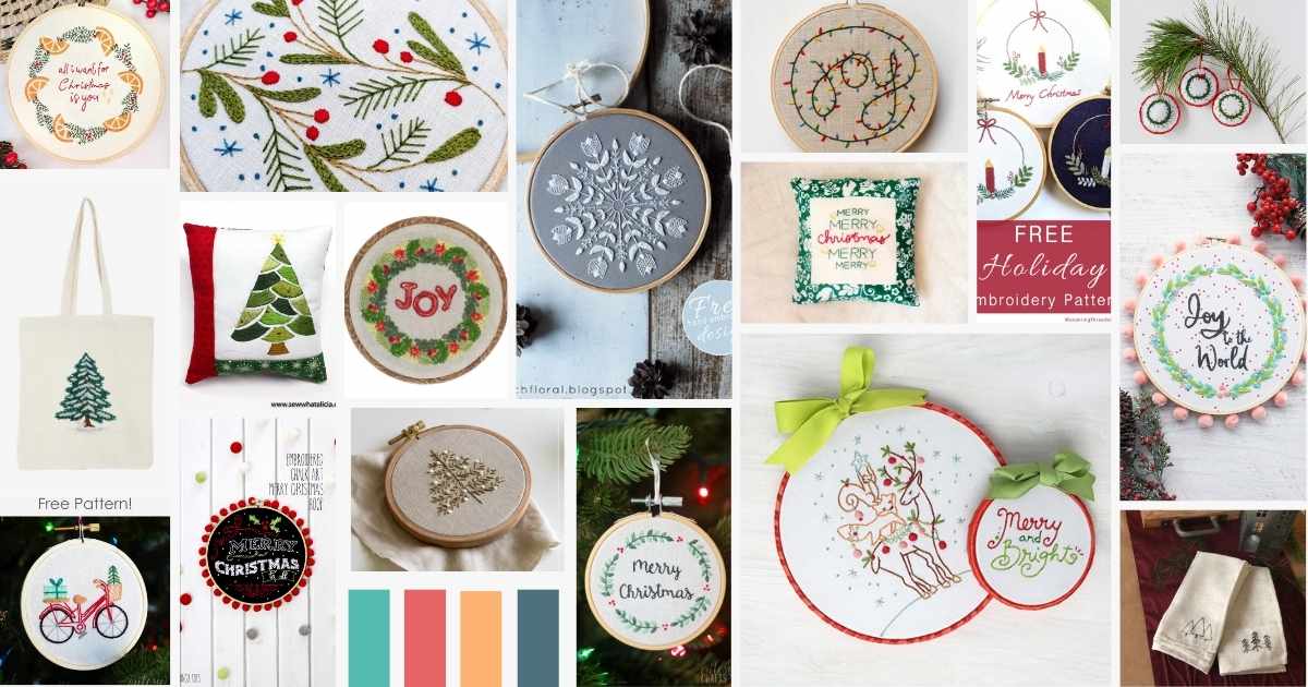 Motifs de broderie de Noël gratuits et imprimables - PDF à télécharger et tutoriel de l'image de couverture.